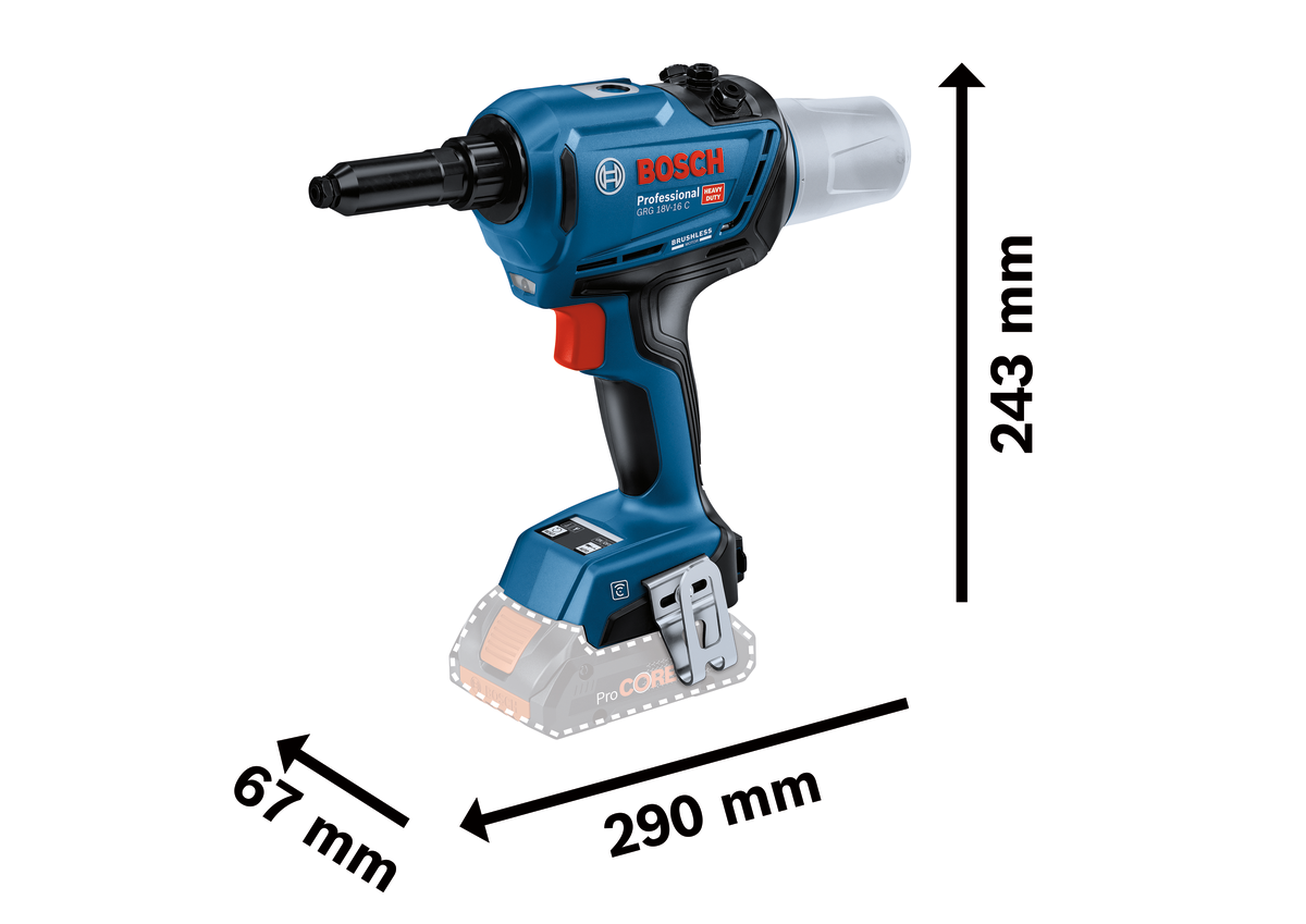 Bosch Professional GRG 18V-16 C SOLO Akülü Perçin Tabancası - Resim 2