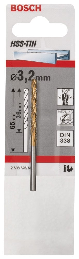Bosch - HSS-TiN Metal Matkap Ucu 3,2*65 mm - Resim 2