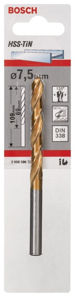 Bosch - HSS-TiN Metal Matkap Ucu 7,5*109 mm - Resim 2