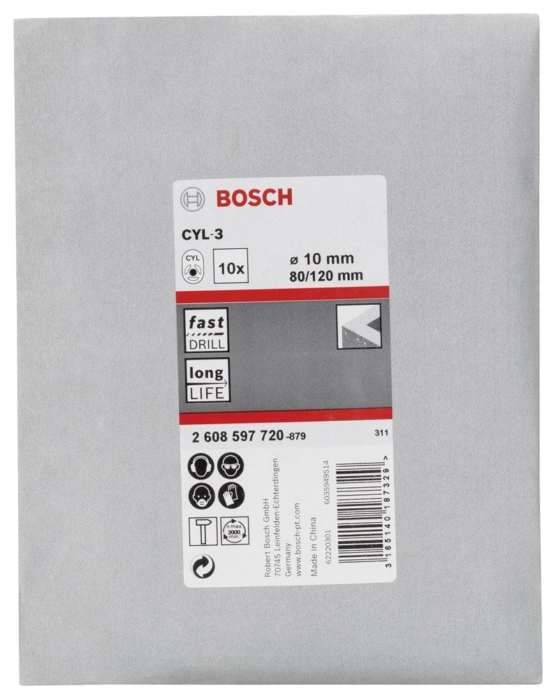 Bosch - cyl-3 Serisi, Beton Matkap Ucu 10*120 mm 10'lu Paket - Resim 2