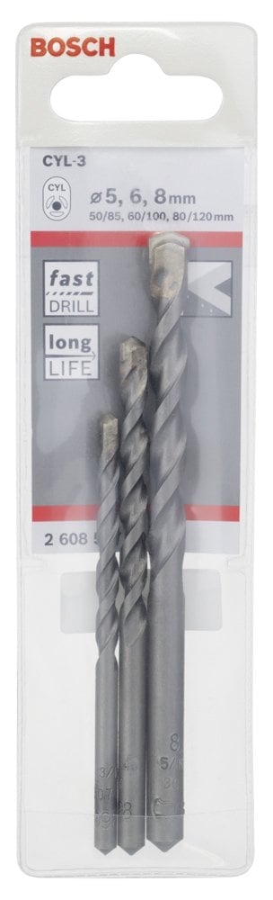 Bosch - cyl-3 Serisi, Beton Matkap Ucu 3'lü Set 5-6-8 mm - Resim 2