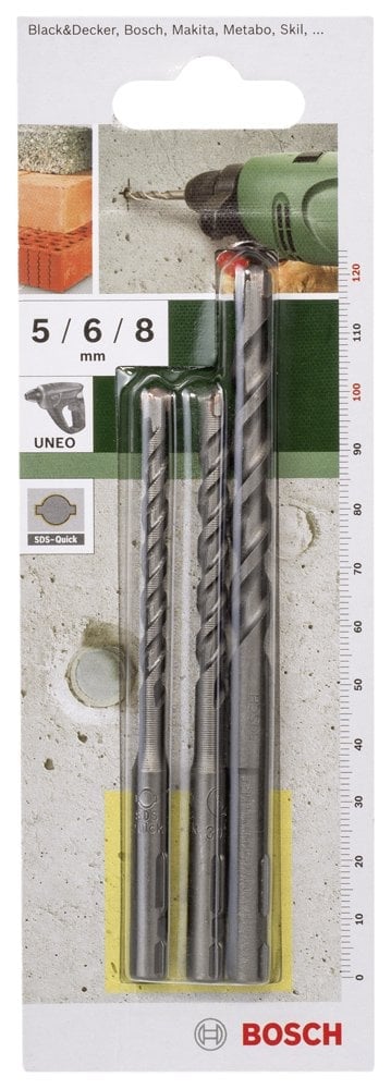 Bosch - SDS-Quick, Uneo için Beton Matkap Ucu SETİ 5-6-8 mm - Resim 2