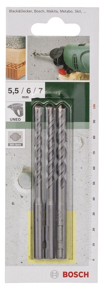 Bosch - SDS-Quick, Uneo için Beton Matkap Ucu SETİ 5,5-6-7 mm - Resim 2