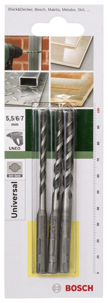 Bosch - SDS-Quick, Uneo için Çok Amaçlı Matkap Ucu SETİ 5,5-6-7 mm - Resim 2