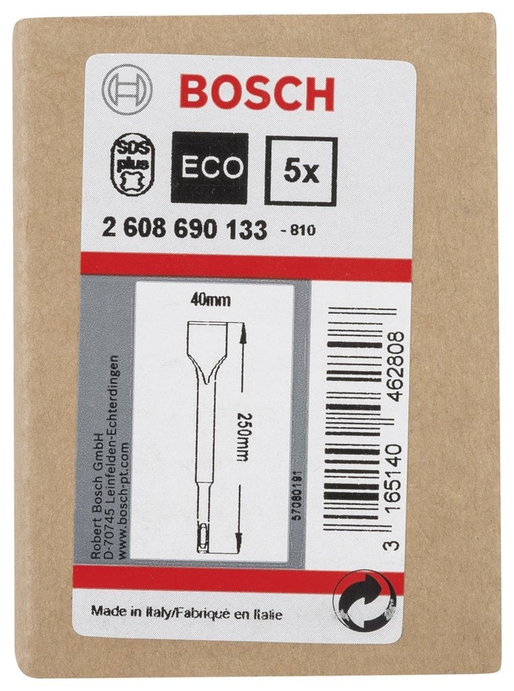 Bosch - SDS-Plus Şaftlı Yassı Keski 250*40 mm 5'li - Resim 2