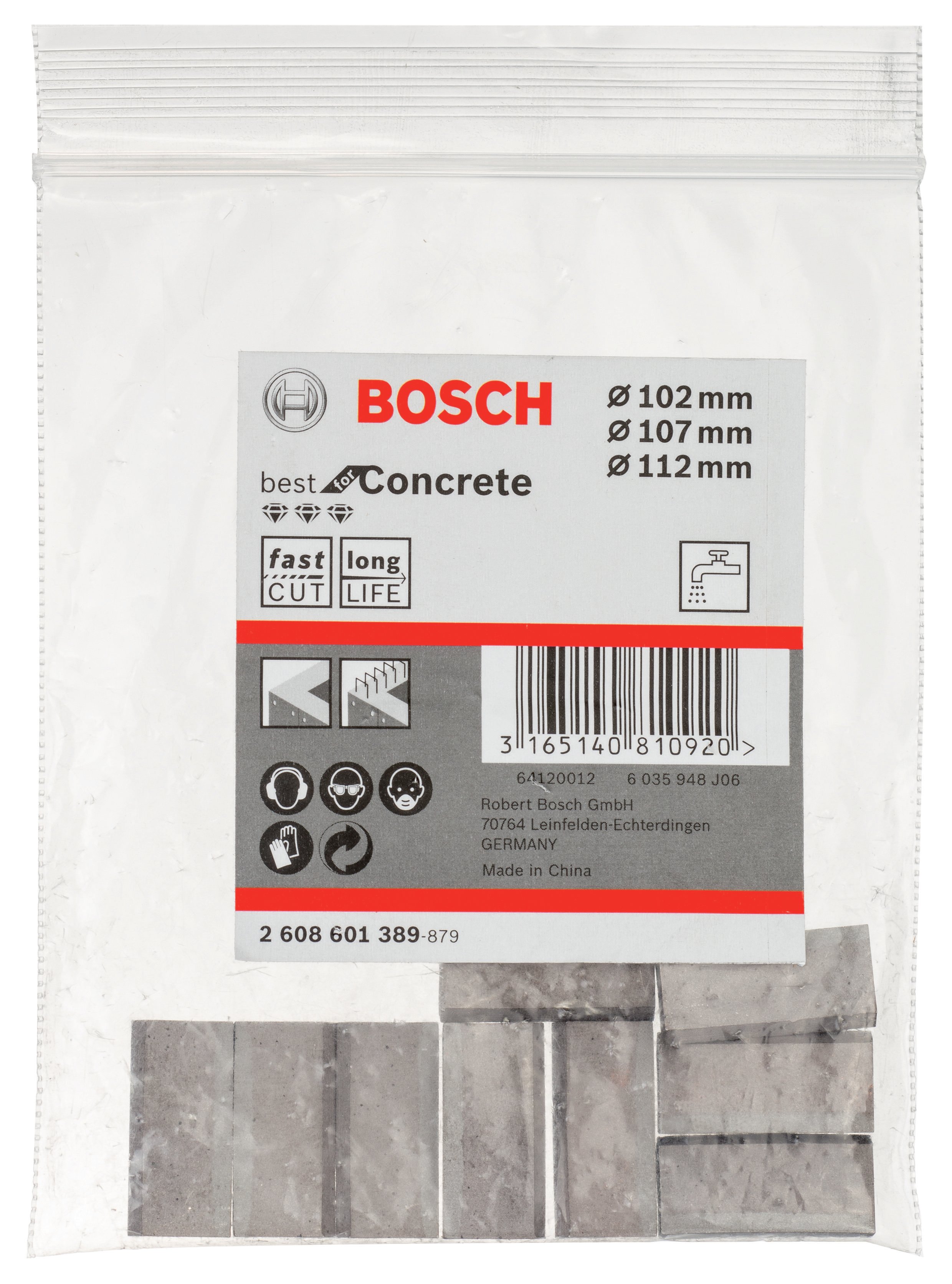 Bosch - Best Serisi Elmas Sulu Karot Uç Segmanı 102-107-112 mm İçin 9 Parça - Resim 2