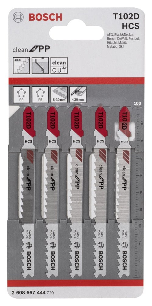 Bosch - Temiz Kesim Serisi Polipropilen İçin T 102 D Dekupaj Testeresi Bıçağı - 5'Li Paket - Resim 2