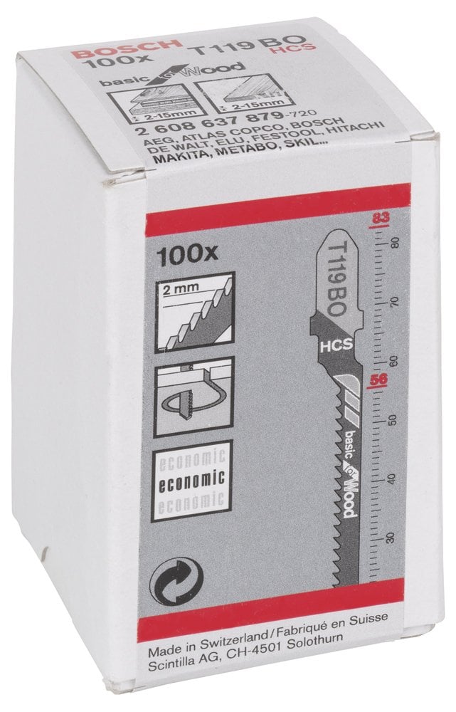 Bosch - Ekonomik Seri Ahşap İçin T 119 BO Dekupaj Testeresi Bıçağı - 100'Lü Paket - Resim 2