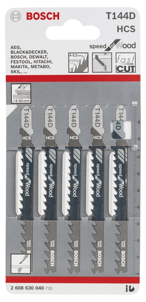 Bosch - Hızlı Kesim Serisi Ahşap İçin T 144 D Dekupaj Testeresi Bıçağı - 5'Li Paket - Resim 2