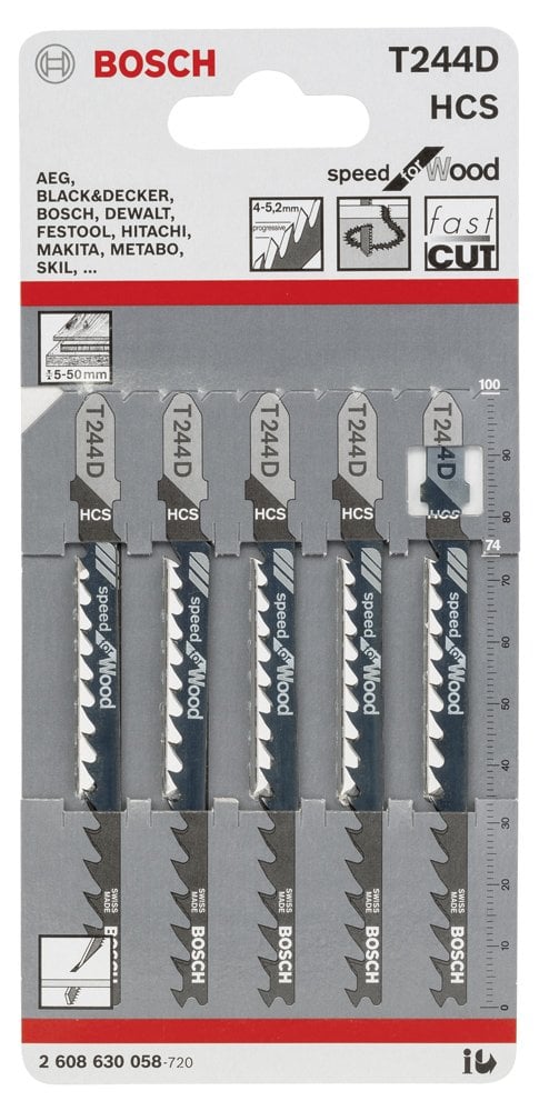 Bosch - Hızlı Kesim Serisi Ahşap İçin T 244 D Dekupaj Testeresi Bıçağı - 5'Li Paket - Resim 2