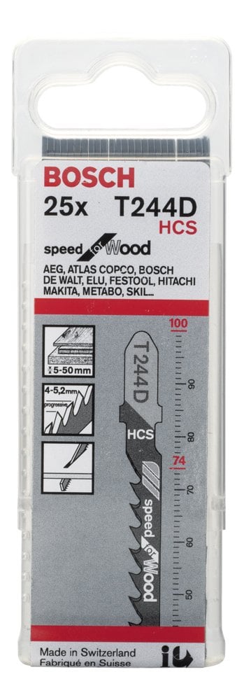 Bosch - Hızlı Kesim Serisi Ahşap İçin T 244 D Dekupaj Testeresi Bıçağı - 25'Li Paket - Resim 2