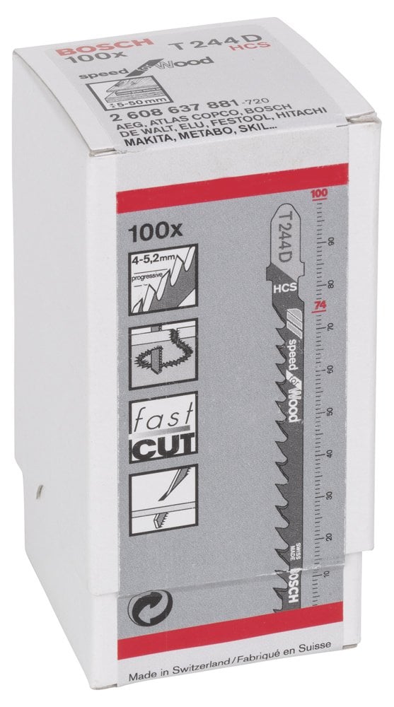 Bosch - Hızlı Kesim Serisi Ahşap İçin T 244 D Dekupaj Testeresi Bıçağı - 100'Lü Paket - Resim 2