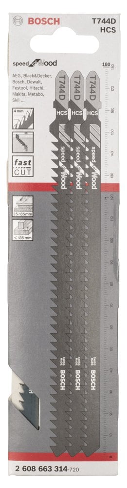 Bosch - Hızlı Kesim Serisi Ahşap İçin T 744 D Dekupaj Testeresi Bıçağı - 3'Li Paket - Resim 2