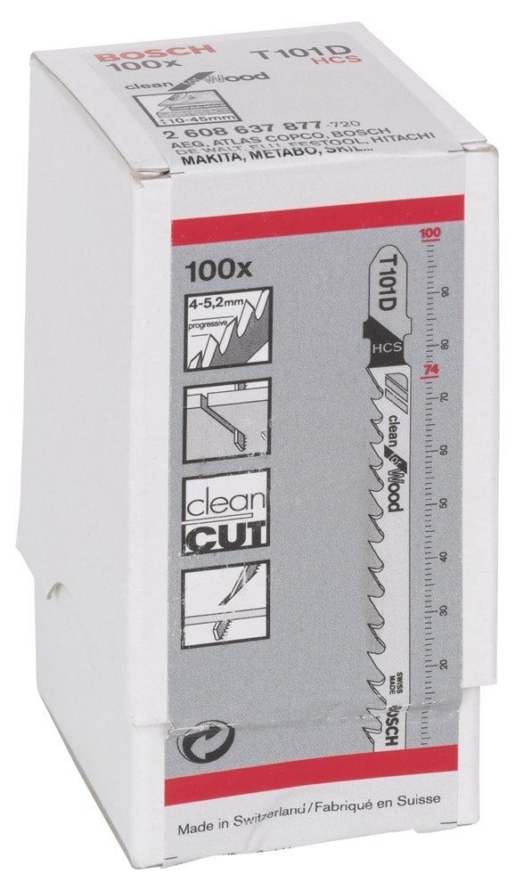 Bosch - Temiz Kesim Serisi Ahşap İçin T 101 D Dekupaj Testeresi Bıçağı - 100'Lü Paket - Resim 2