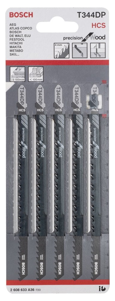 Bosch - Hassas Kesim Serisi Ahşap İçin T 344 DP Dekupaj Testeresi Bıçağı - 5'Li Paket - Resim 2