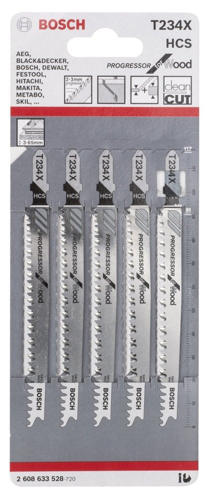 Bosch - Kademeli Artan Dişli Serisi Ahşap İçin T 234 X Dekupaj Testeresi Bıçağı - 5'Li Paket - Resim 2