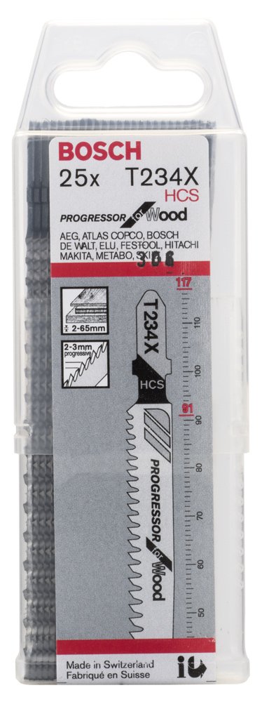 Bosch - Kademeli Artan Dişli Serisi Ahşap İçin T 234 X Dekupaj Testeresi Bıçağı - 25'Li Paket - Resim 2