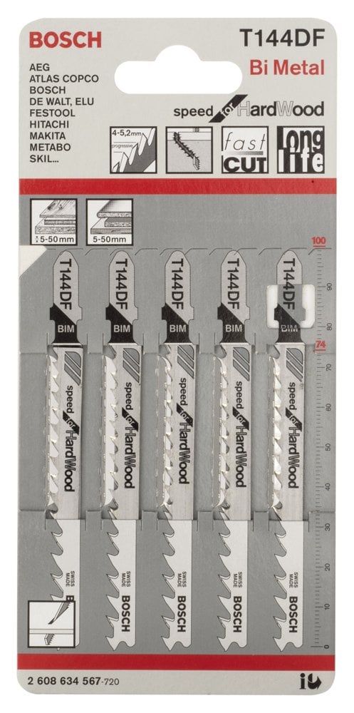 Bosch - Hızlı Kesim Serisi Sert Ahşap İçin T 144 DF Dekupaj Testeresi Bıçağı - 5'Li Paket - Resim 2