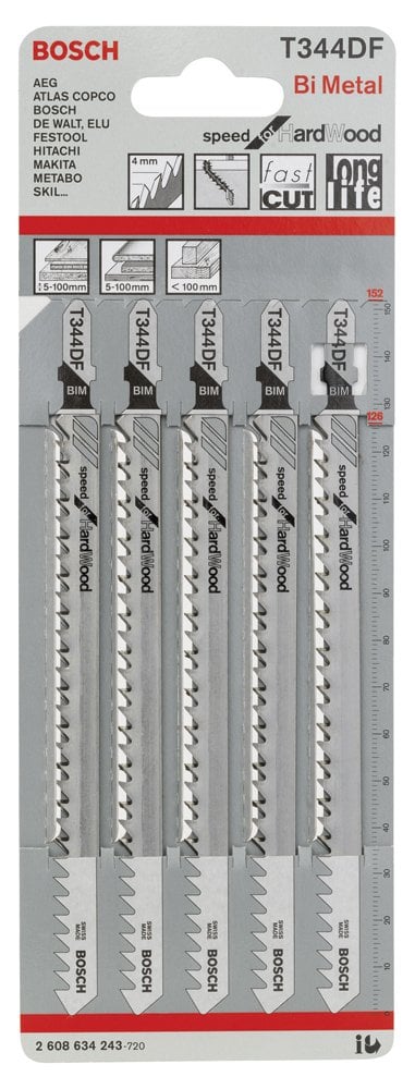 Bosch - Hızlı Kesim Serisi Sert Ahşap İçin T 344 DF Dekupaj Testeresi Bıçağı - 5'Li Paket - Resim 2