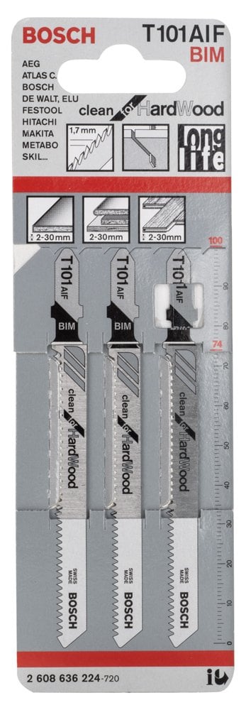 Bosch - Temiz Kesim Serisi Sert Ahşap İçin T 101 AIF Dekupaj Testeresi Bıçağı - 3'Lü Paket - Resim 2