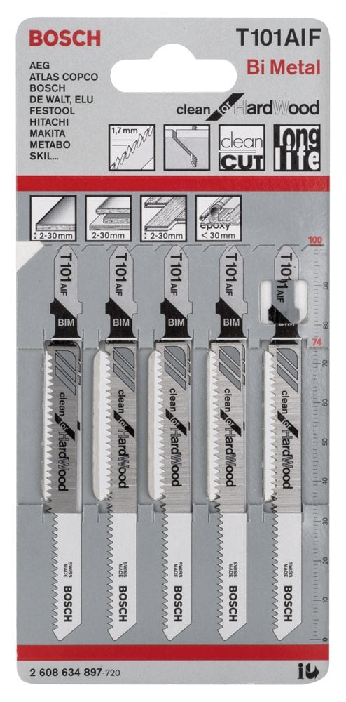 Bosch - Temiz Kesim Serisi Sert Ahşap İçin T 101 AIF Dekupaj Testeresi Bıçağı - 5'Li Paket - Resim 2