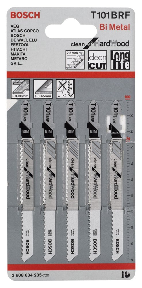 Bosch - Temiz Kesim Serisi Sert Ahşap İçin T 101 BRF Dekupaj Testeresi Bıçağı - 5'Li Paket - Resim 2