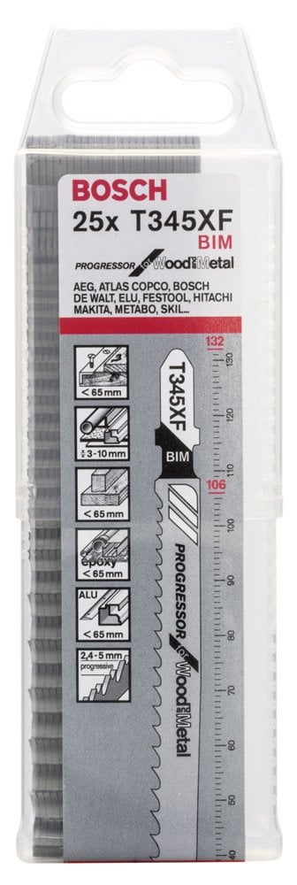 Bosch - Ahşap Ve Metal İçin T 345 XF Dekupaj Testeresi Bıçağı - 25'Li Paket - Resim 2