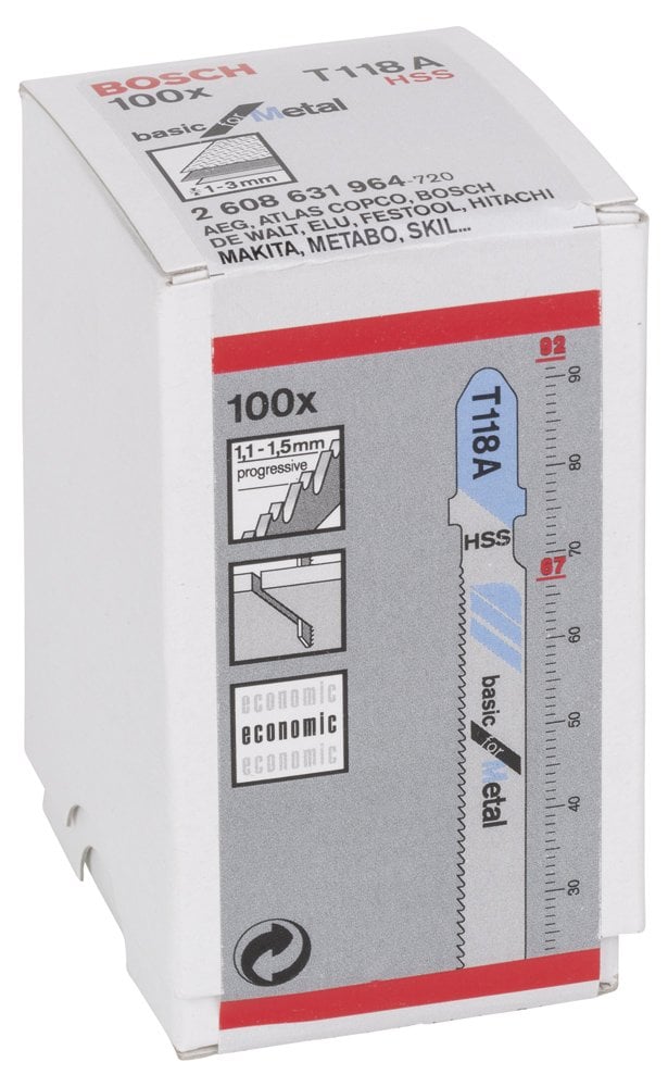 Bosch - Ekonomik Seri Metal İçin T 118 A Dekupaj Testeresi Bıçağı - 100'Lü Paket - Resim 2