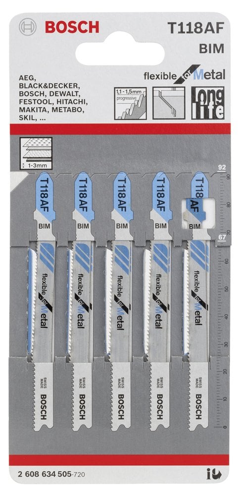 Bosch - Kırılmaya Karşı Dayanıklı Seri Metal İçin T 118 AF Dekupaj Testeresi Bıçağı - 5'Li Paket - Resim 2