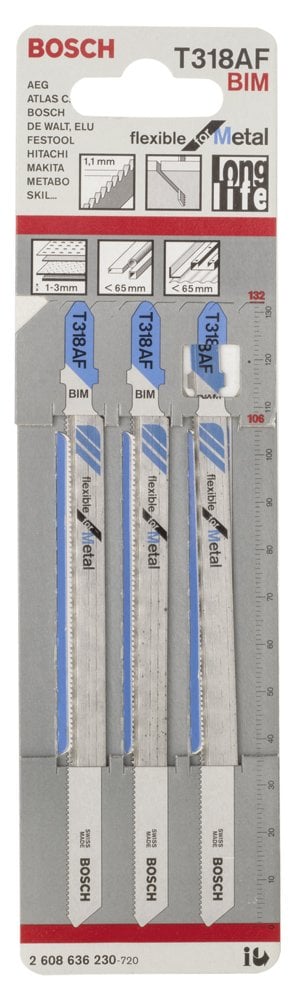Bosch - Kırılmaya Karşı Dayanıklı Seri Metal İçin T 318 AF Dekupaj Testeresi Bıçağı - 3'Lü Paket - Resim 2