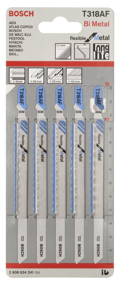 Bosch - Kırılmaya Karşı Dayanıklı Seri Metal İçin T 318 AF Dekupaj Testeresi Bıçağı - 5'Li Paket - Resim 2