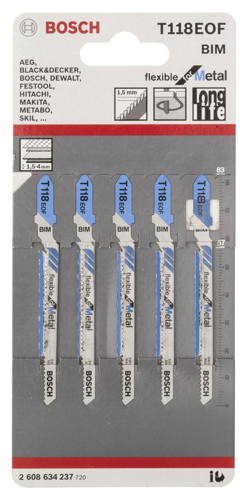 Bosch - Kırılmaya Karşı Dayanıklı Seri Metal İçin T 118 EOF Dekupaj Testeresi Bıçağı - 5'Li Paket - Resim 2