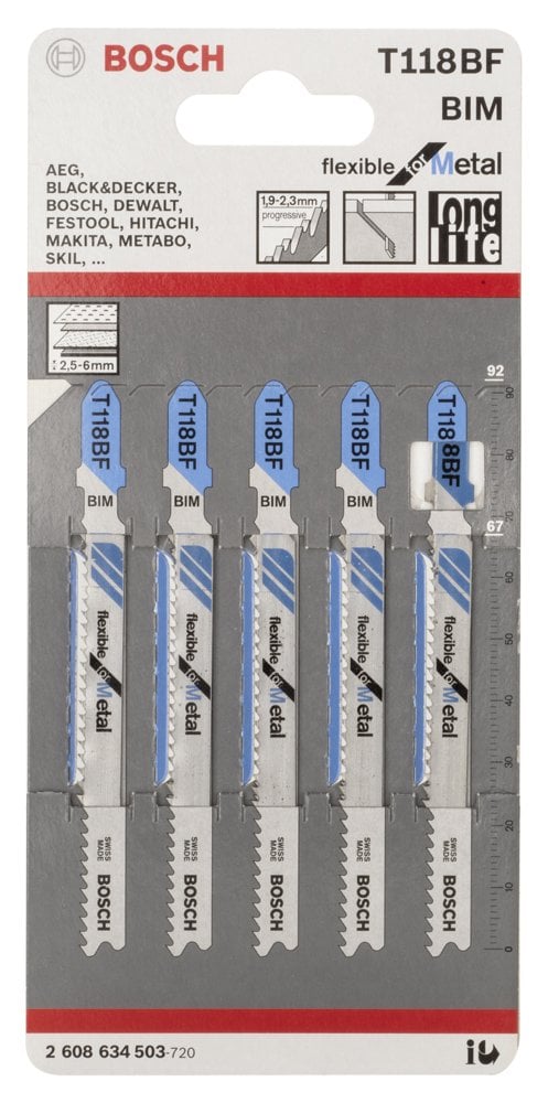 Bosch - Kırılmaya Karşı Dayanıklı Seri Metal İçin T 118 BF Dekupaj Testeresi Bıçağı - 5'Li Paket - Resim 2