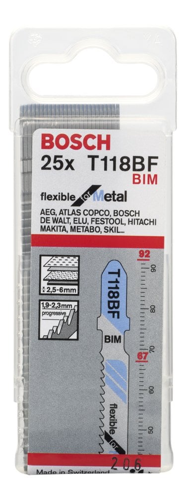 Bosch - Kırılmaya Karşı Dayanıklı Seri Metal İçin T 118 BF Dekupaj Testeresi Bıçağı - 25'Li Paket - Resim 2