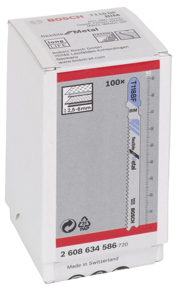 Bosch - Kırılmaya Karşı Dayanıklı Seri Metal İçin T 118 BF Dekupaj Testeresi Bıçağı - 100'Lü Paket - Resim 2