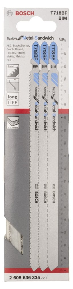 Bosch - Kırılmaya Karşı Dayanıklı Seri Metal-Sandviç İçin T 718 BF Dekupaj Testere - 3'Lü Paket - Resim 2