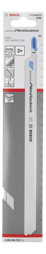 Bosch - Hassas Kesim Serisi Metal-Sandviç İçin T 1018 AFP Dekupaj Testere Bıçağı - 3'Lü Paket - Resim 2