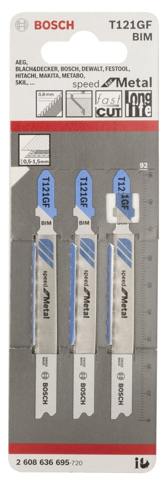 Bosch - Hızlı Kesim Serisi Metal İçin T 121 GF Dekupaj Testeresi Bıçağı - 3'Lü Paket - Resim 2