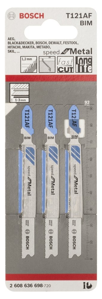 Bosch - Hızlı Kesim Serisi Metal İçin T 121 AF Dekupaj Testeresi Bıçağı - 3'Li Paket - Resim 2
