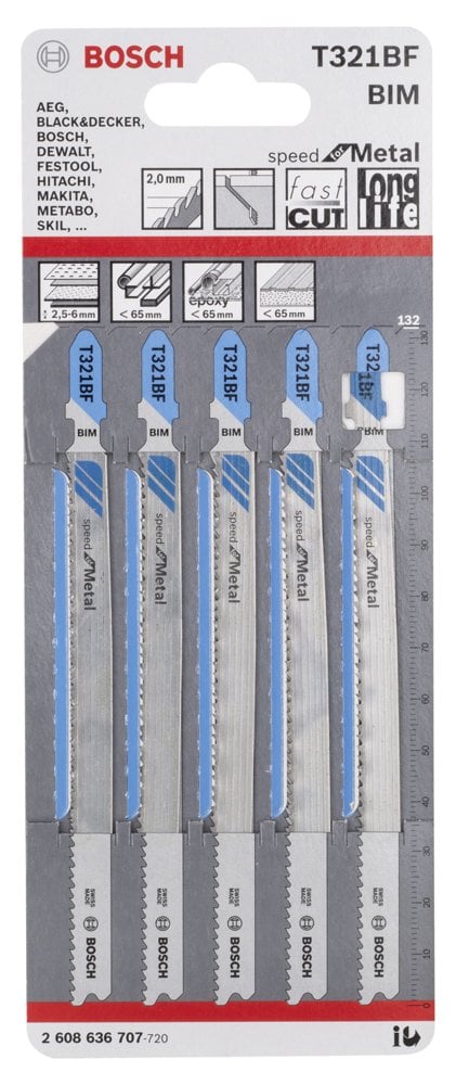 Bosch - Hızlı Kesim Serisi Metal İçin T 321 BF Dekupaj Testeresi Bıçağı - 5'Li Paket - Resim 2