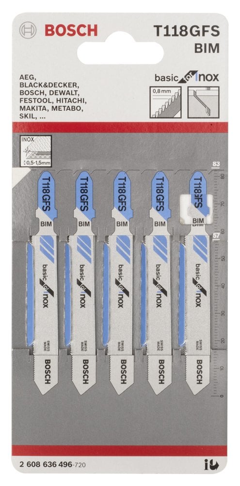 Bosch - Ekonomik Seri Inox (Paslanmaz Çelik) İçin T 118 GFS Dekupaj Testeresi Bıçağı - 5'Li Paket - Resim 2