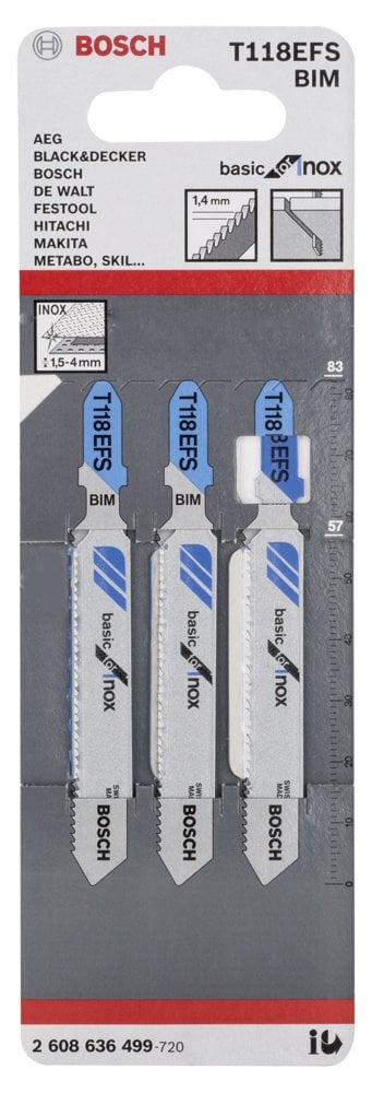 Bosch - Ekonomik Seri Inox (Paslanmaz Çelik) İçin T 118 EFS Dekupaj Testeresi Bıçağı - 3'Lü Paket - Resim 2