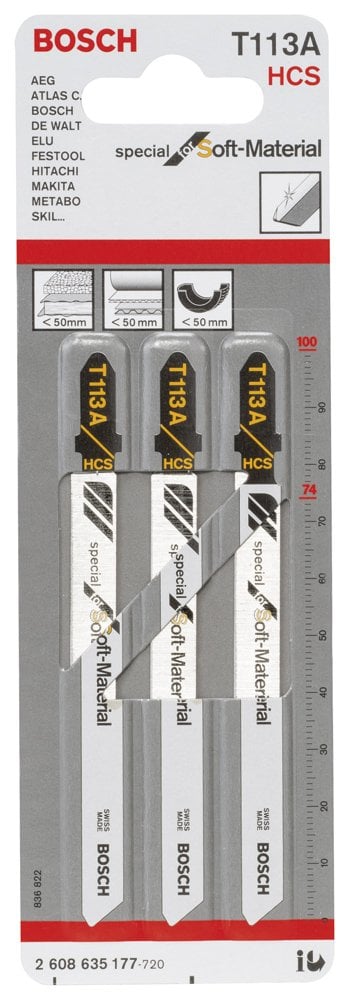 Bosch - Yalıtım Malzemeleri Ve Aşındırıcı Malzemeler İçin T 113 A Dekupaj Testeresi Bıçağı - 3'Lü Paket - Resim 2