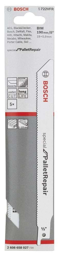 Bosch - Special for Serisi Palet Tamiri için Panter Testere Bıçağı S 722 VFR 5'li - Resim 2