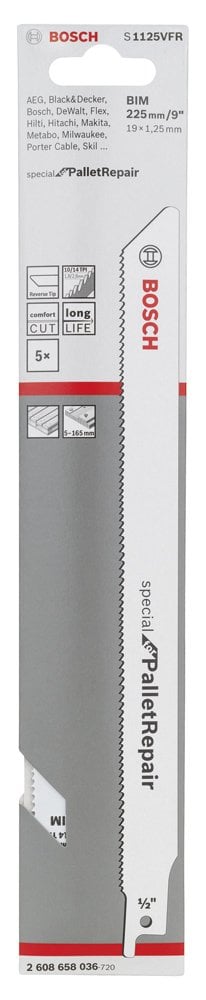 Bosch - Special for Serisi Palet Tamiri için Panter Testere Bıçağı S 1125 VFR 5'li - Resim 2