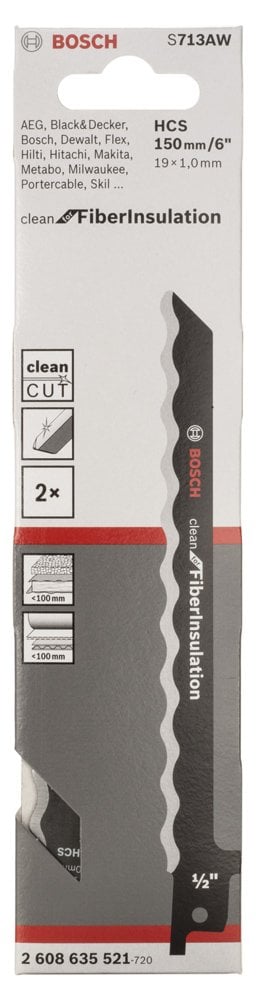 Bosch - Clean for Serisi Elyaflı Yalıtım Malzemeleri için Panter Testere Bıçağı S 713 AW - Resim 2