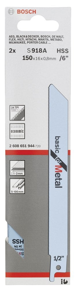 Bosch - Basic Serisi Metal için Panter Testere Bıçağı S 918 AF - 2'li - Resim 2