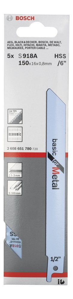 Bosch - Basic Serisi Metal için Panter Testere Bıçağı S 918 AF - 5'li - Resim 2