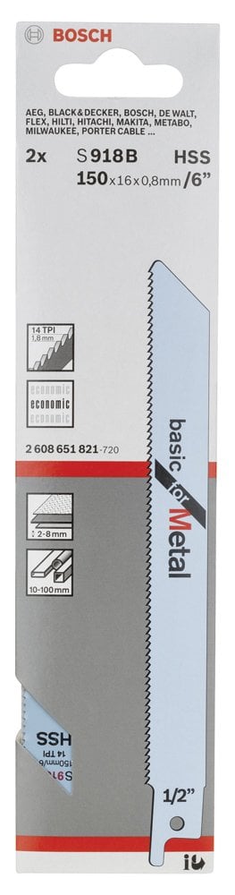 Bosch - Basic Serisi Metal için Panter Testere Bıçağı S 918 BF - 2'li - Resim 2