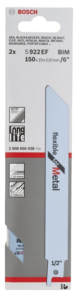 Bosch - Flexible Serisi Metal için Panter Testere Bıçağı S 922 EF - 2'li - Resim 2